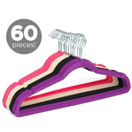 Best Choice Products Set of 60 Multifunctional S-Shape Non-Slip Slim Clothes Hangers, Multicolor