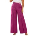 thumbnail image 3 of hlysgo Women's Wide Leg Pants Elegant High Waisted Asymmetrical Pant Business Casual Dress Trousers with Pockets Hot Pink,3xL, 3 of 6