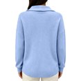 thumbnail image 4 of WULMLEO Women's Solid Color Ribbed Knit Sweaters Bow Tie Neck Long Sleeves Cozy Fashionable Fall/Winter Top Sky Blue XL, 4 of 5