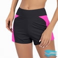 thumbnail image 2 of HCNTES Women High Waisted Swim Shorts - Bathing Suit Short Tummy Control Swimsuit Bottom Boy Shorts(Hot Pink,S), 2 of 6
