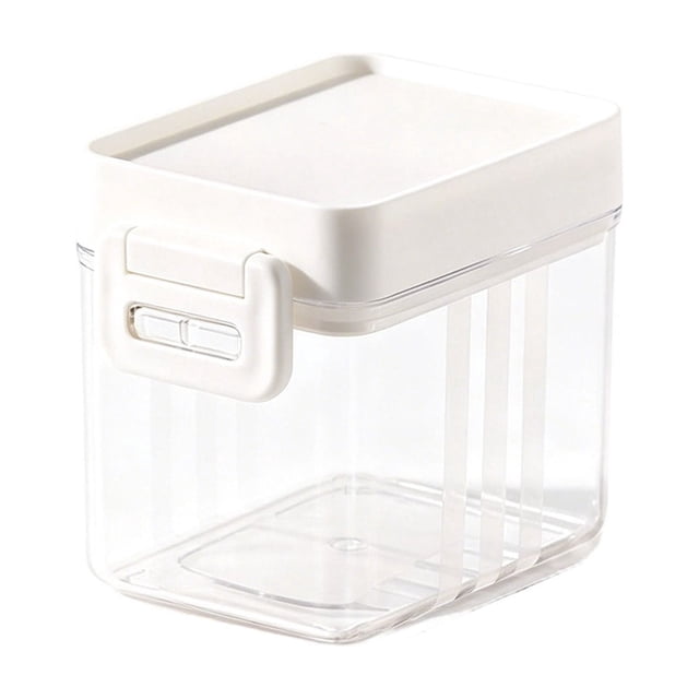 Airtight Cereal Container, Clear Plastic Food Storage Box, Easy Lock Sealed Container, Pantry Organizer Box for Snack, Pasta And Dry Food Classification Storage,White-300ml