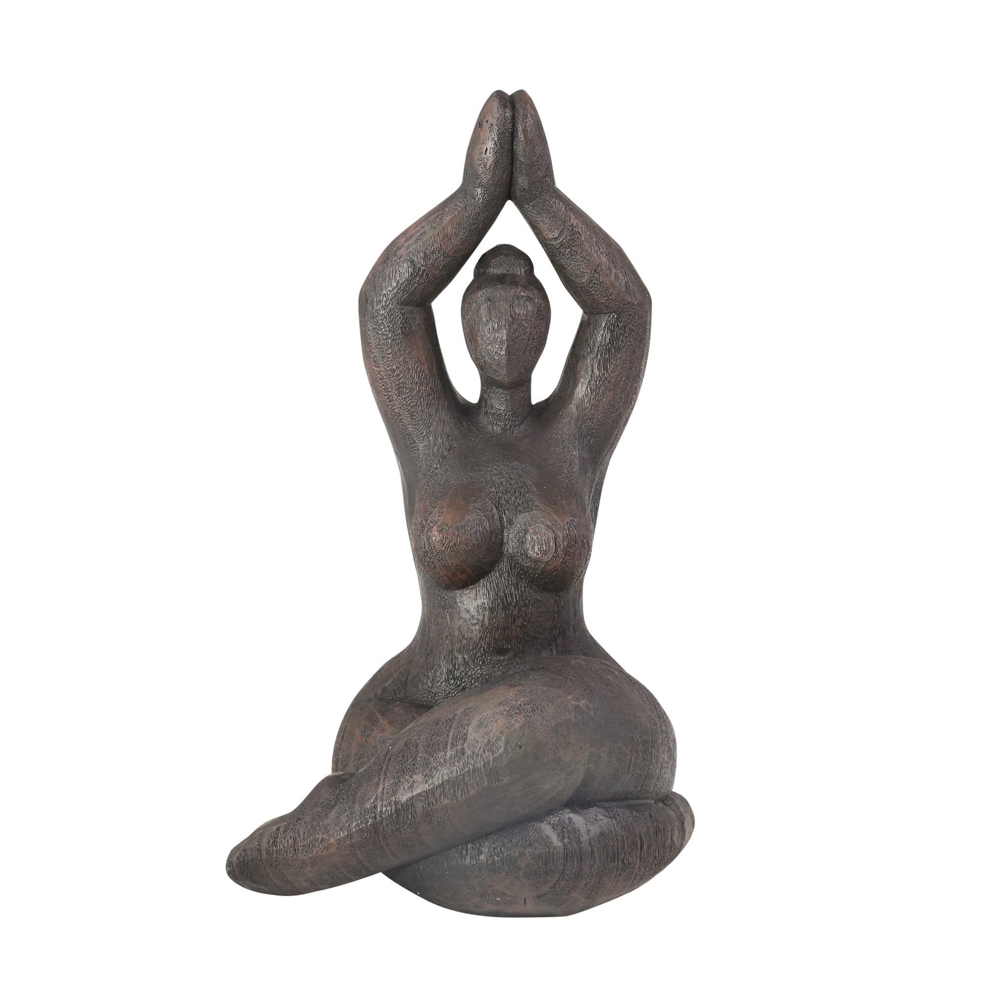 RESIN 11" NAMASTE FEMALE YOGA FIGURINE, BLACK
