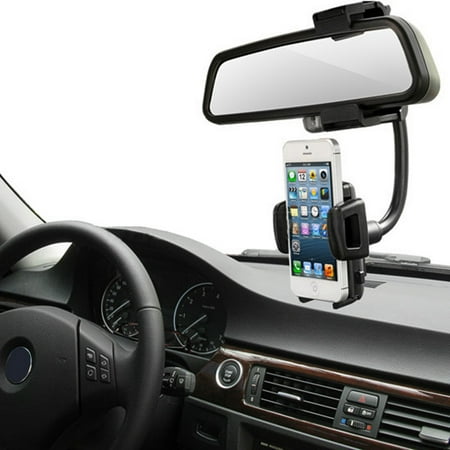 Universal 360° Car Rearview Mirror Phone Mount Holder Cradle for iPhone X 8 7 6S 6 / Plus 5S, for Samsung Galaxy Note 8 S9/S8/S8 Plus/S7 Edge/S7,for HUAWEI Mobile Phone (Best Iphone 5s Car Mount)