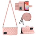 thumbnail image 2 of SaniMore Case for Samsung Galaxy A05, PU Leather 3D Lattice Stylish for Girls Crossbody Lanyard Flip Kickstand Card Slots Cash Pocket Magnetic Clasp Full Protective Shockproof Wallet Shell, Coralpink, 2 of 9