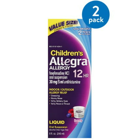 (2 Pack) Allegra Children's 12 Hour Allergy Oral Suspension, Berry, 8 Fl