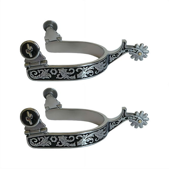 2 Pcs Vintage Horse Riding Spurs, Western Cowboy Carved Spurs with Turnable Gear, Horse Riding Accessories for Equestrian
