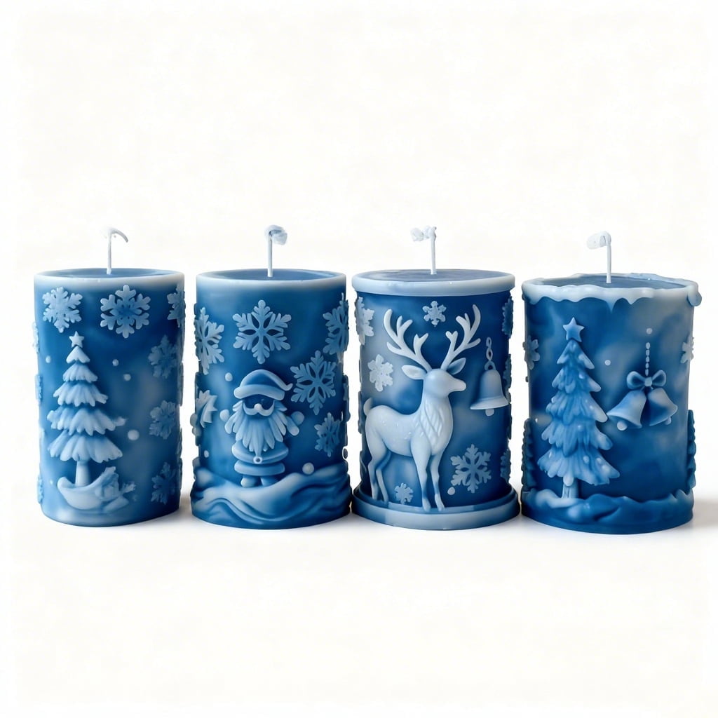 JDH silicone Christmas Candle Molds Christmas Decorations And Ornaments Silicone Mold DIY Christmas Snowflake Cylinder Aromatherapy Candle for DIY Home Decoration Supplies