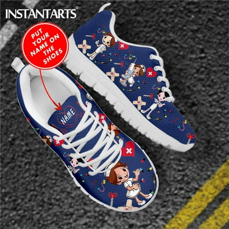 

Cartoon Nurse Doctor Print Summer Sneakers Women Nursing Shoes Lace Up Footwear Mesh Ladies Flats Shoes Sapatos Femininos 2021