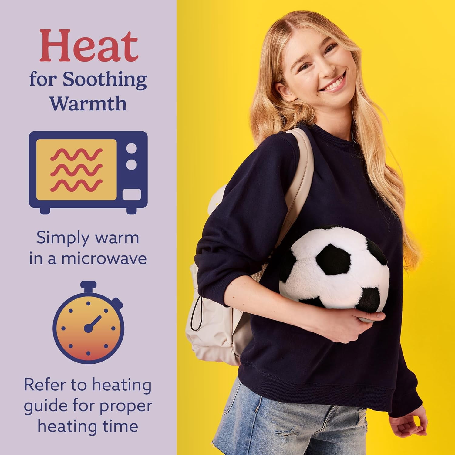 Warmies Microwavable Weighted Stuffed Toy, Lavender-Scented Soccer Ball Plushie, 1.5 lbs