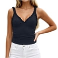 thumbnail image 2 of NTACZA Camisole Going Out Tops for Women Ruffle Trim Deep V-Neck Casual Solid Sleeveless Slim Party Spaghetti Straps Size L, 2 of 6
