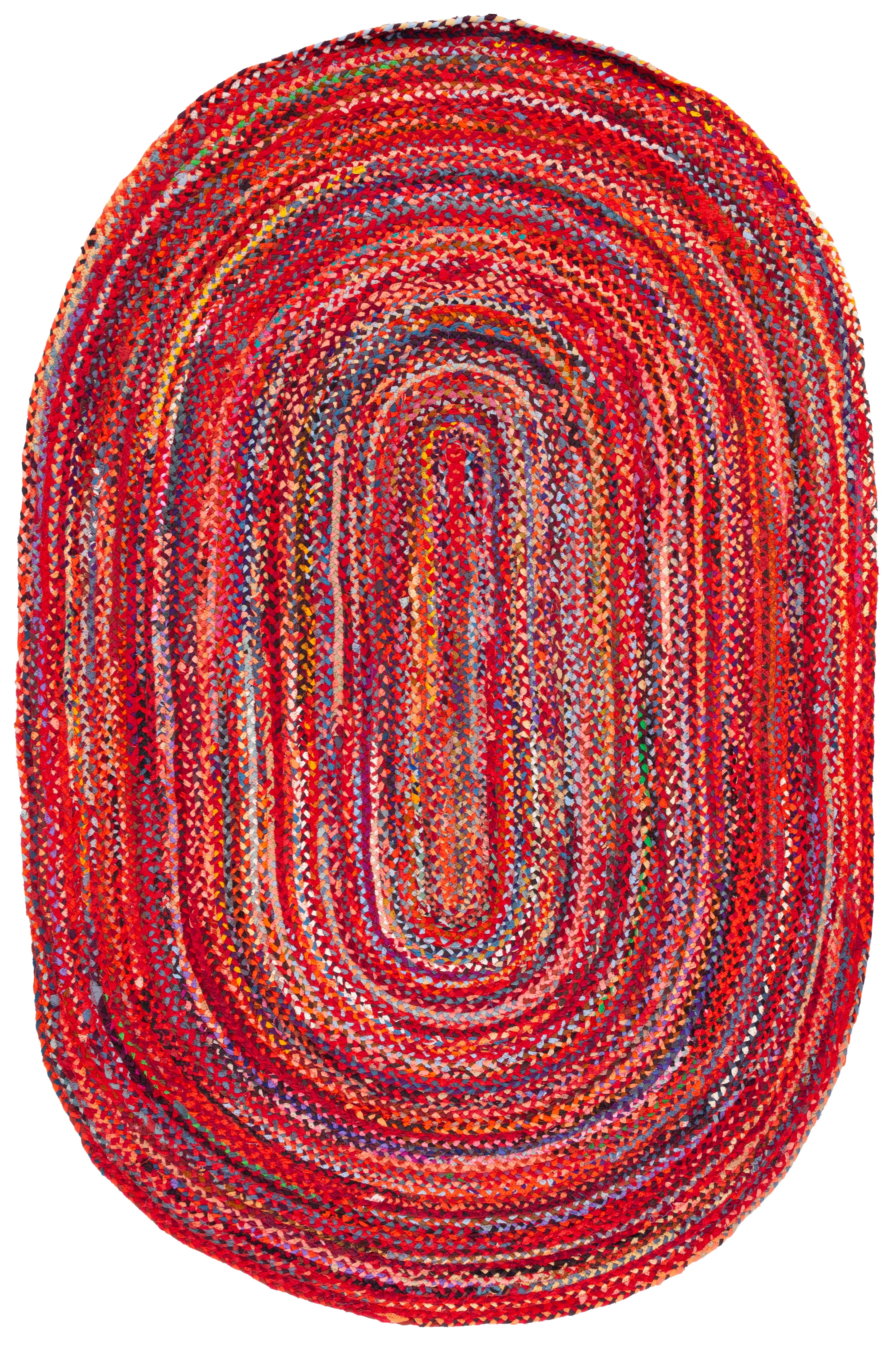 SAFAVIEH Braided Calvin Transitional Cotton Reversible Area Rug, Rust/Multi, 6' x 9' Oval