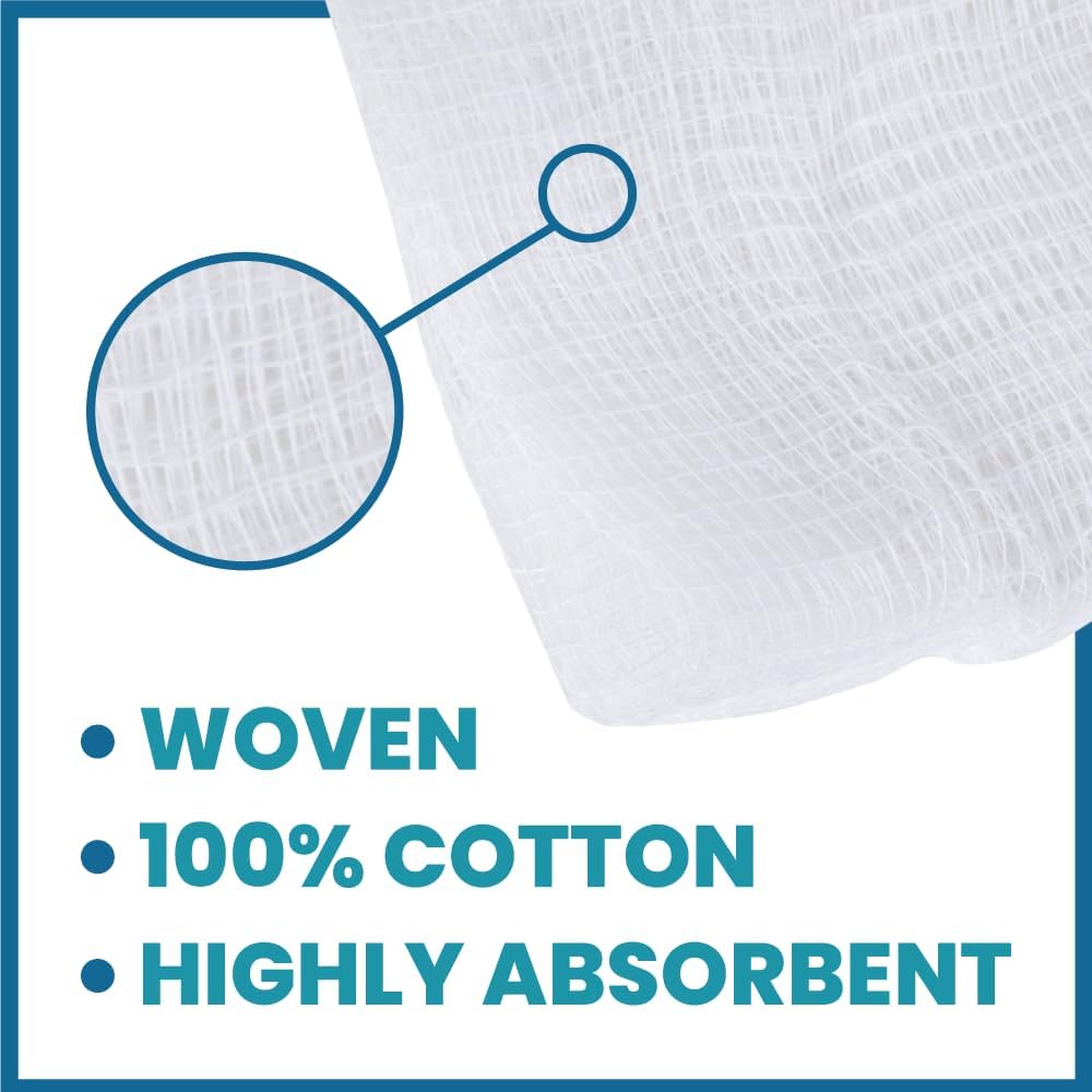 Oasis 3 x 3 inch Gauze Sponges, 100% Cotton, 8-Ply Woven Non-Sterile Gauze, 1 Case of 4000 (20 Packs of 200)