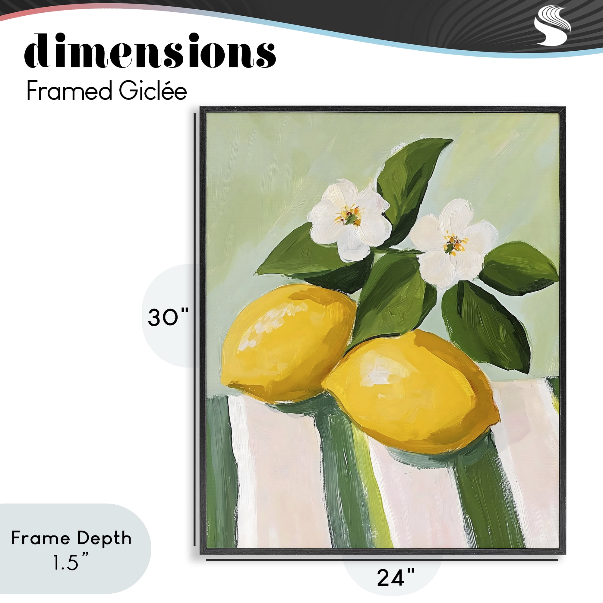 Stupell Industries Lemons And Daisies on Tablecloth Black Framed Giclee Art, design by The Prints Vibe