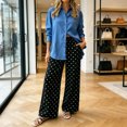 thumbnail image 5 of UAYOTSE Women Satin Dotted Home Pants Loose Straight Leg Casual Pants,Sizes L, 5 of 6