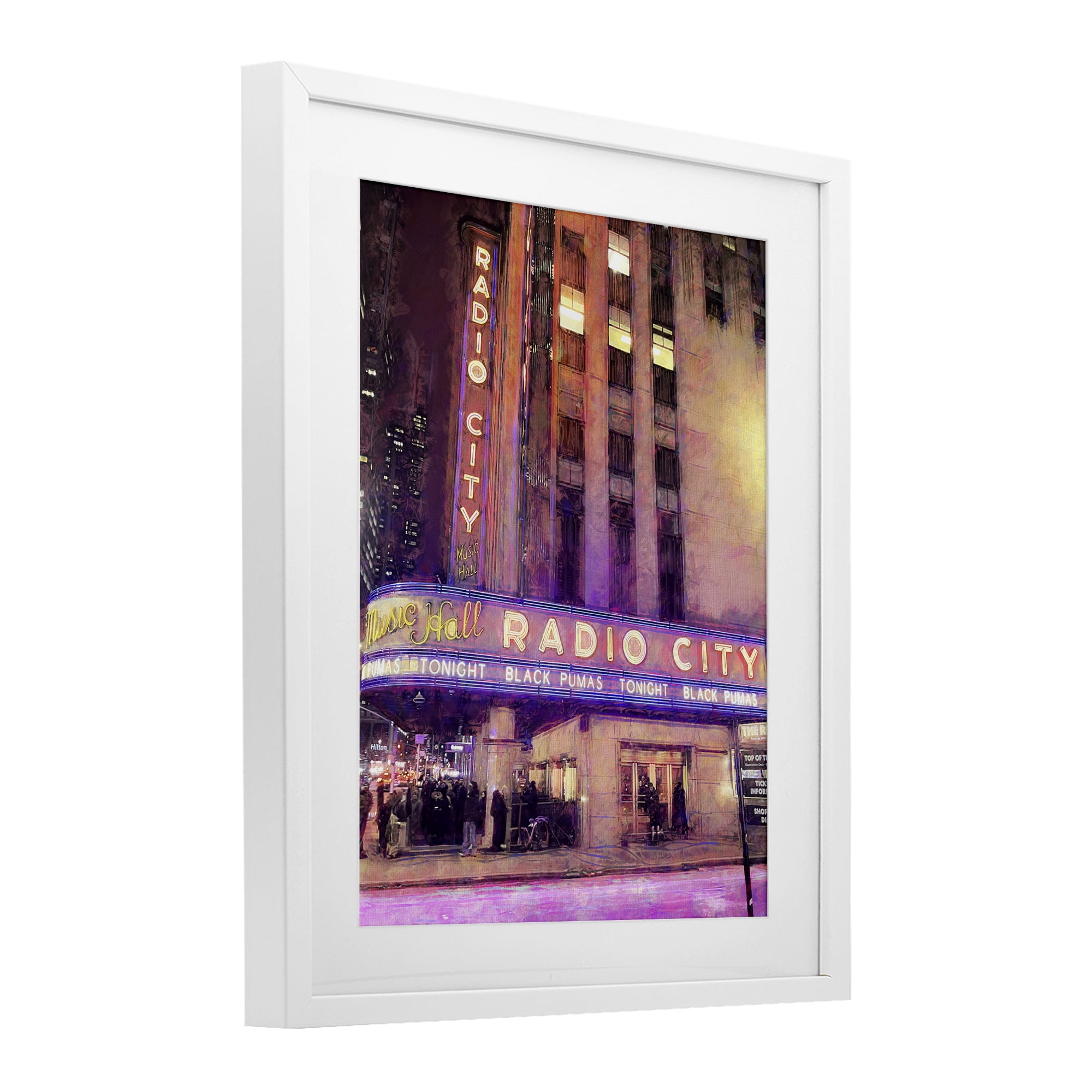 Stupell Industries Radio City Music Hall White Framed Print Under Glass, design by Grotto Studios
