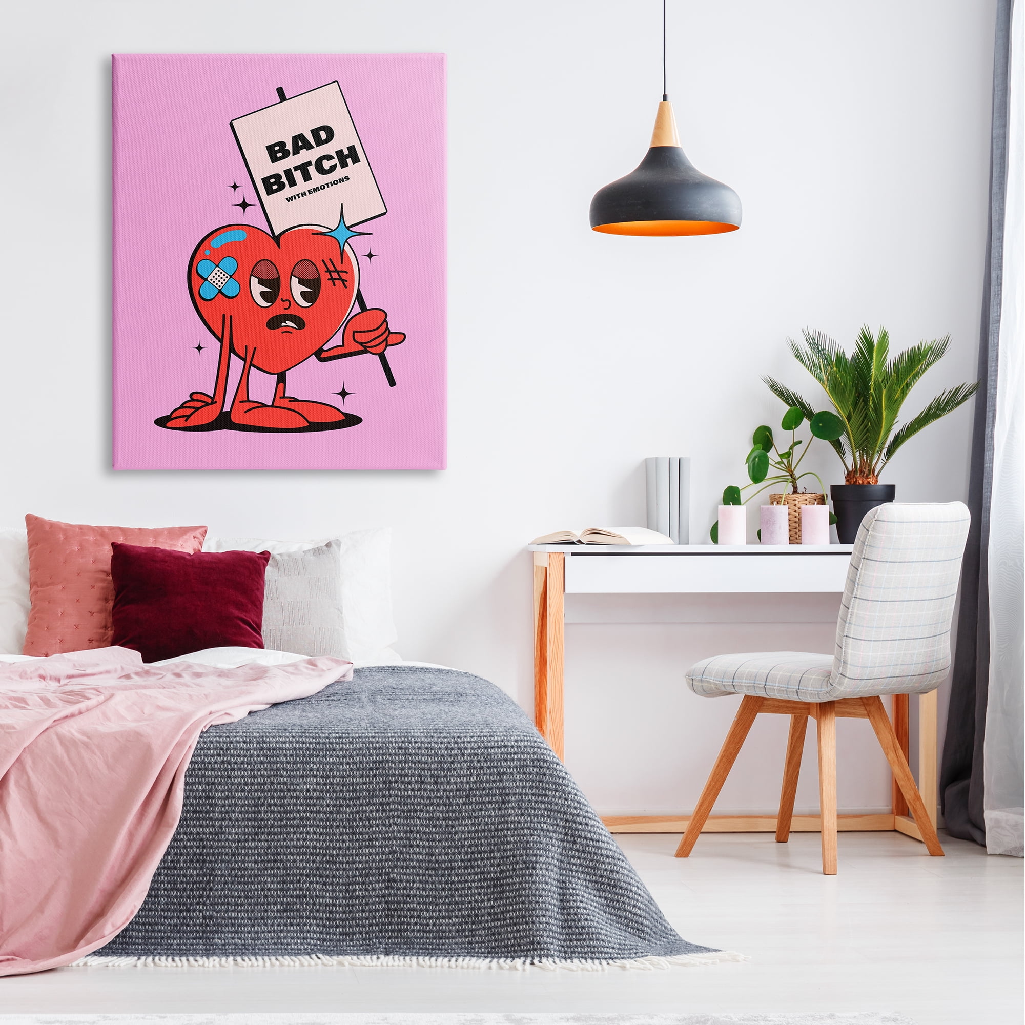 Stupell Industries Bad B*tch Emotional Heart Abstract Painting Gallery Wrapped Canvas Art Print Wall Art, 36 x 48