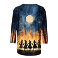 thumbnail image 4 of T-Shirts pour Femmes Hauts d'Halloween Imprimés Col Rond Manches 3/4 Ample, 4 of 5