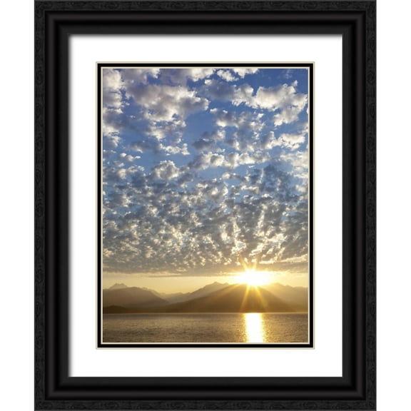 Paulson, Don 25x32 Black Ornate Wood Framed with Double Matting Museum Art Print Titled - WA, Seabeck, Olympic Mts Sunset over Hood Canal