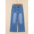 thumbnail image 3 of Women's Sky Blue Cropped High Rise Wide Leg Jeans - Casual and Stylish - [ZhiHiMeRi] | 10, 3 of 12