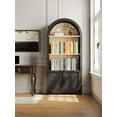 thumbnail image 7 of Black Arched 3-Tier Bookcase with Storage Door, Mid-Century Modern Design for Office and Living Room Decor, 7 of 7