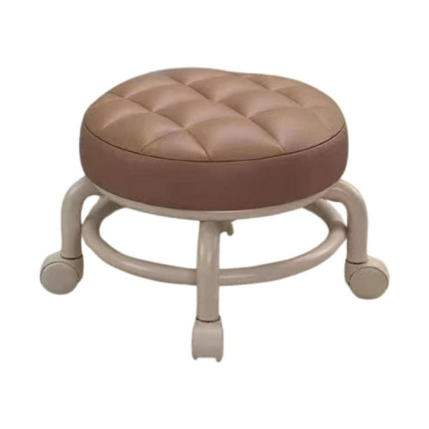Taburete bajo enrollado asiento de rollero bajo adulto resistente niño con lanzador giratorio PU cuero para dormitorio apartamento salón de juegos de Café