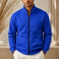 thumbnail image 6 of XRoczxe Men's Full Zip Up Track Jacket, Stand Collar Solid Color Sweatshirt, Casual Long Sleeve Lightweight Coat with Pockets for Spring Fall Daily Wear, 6 of 7