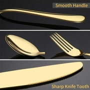 GPED 20 Piece Silverware Set Service for 4, Stainless Steel Flatware Set, Mirror Polished Cutlery Utensil Set, Durable Home Kitchen Eating Tableware Set, Fork Knife Spoon Set, Dishwasher Safe, Gold