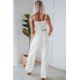 thumbnail image 1 of ABPHQTO Conjunto de dos piezas de top de tirantes corto blanco y pantalones de cintura alta para mujer, 1 of 5