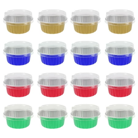 

40pcs Disposable Aluminum Foil Muffin Liners Dessert Cups Lidded Pudding Cups