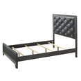 thumbnail image 4 of Modern King Size Upholstered Platform Bed with High Tufted Headboard, Dark Gray Wood Panel Frame, 4 of 6