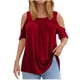 thumbnail image 2 of Fiudx Liquidación de Ahorros de Verano Camiseta de Algodón Holgada con Cuello Redondo y Hombros Descubiertos para Mujer, Talla Grande, Manga Corta, Básica, Informal, 2 of 6
