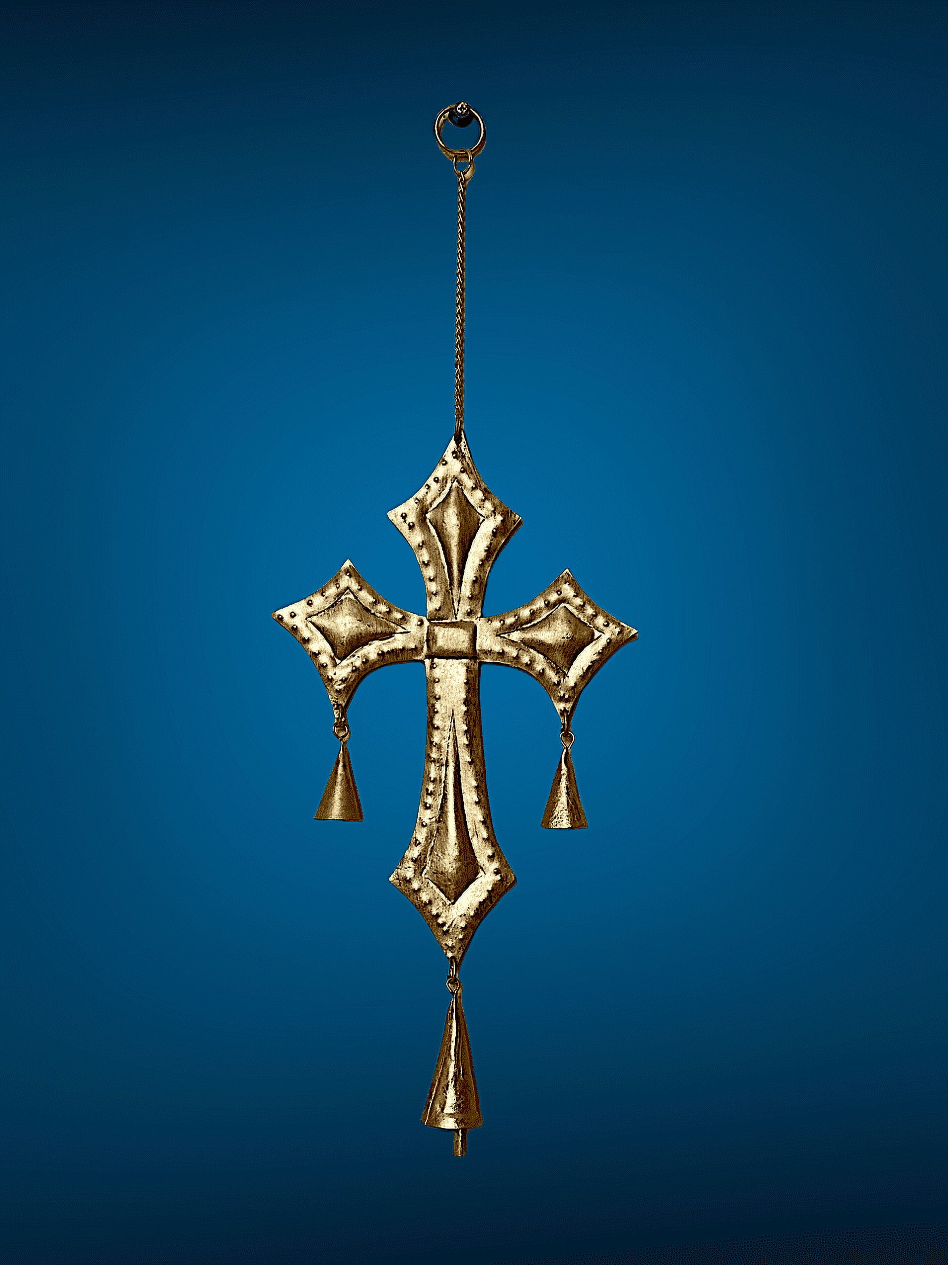 Metrotex Designs 62052 Santa Clara Cross Wind Chime, Burnished Gold