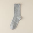 thumbnail image 7 of Floral Lace-Trim Gray Mid-Calf Socks for Women - Breathable Summer Cotton Socks for Warm Weather (One Size, 6 Pairs), 7 of 7