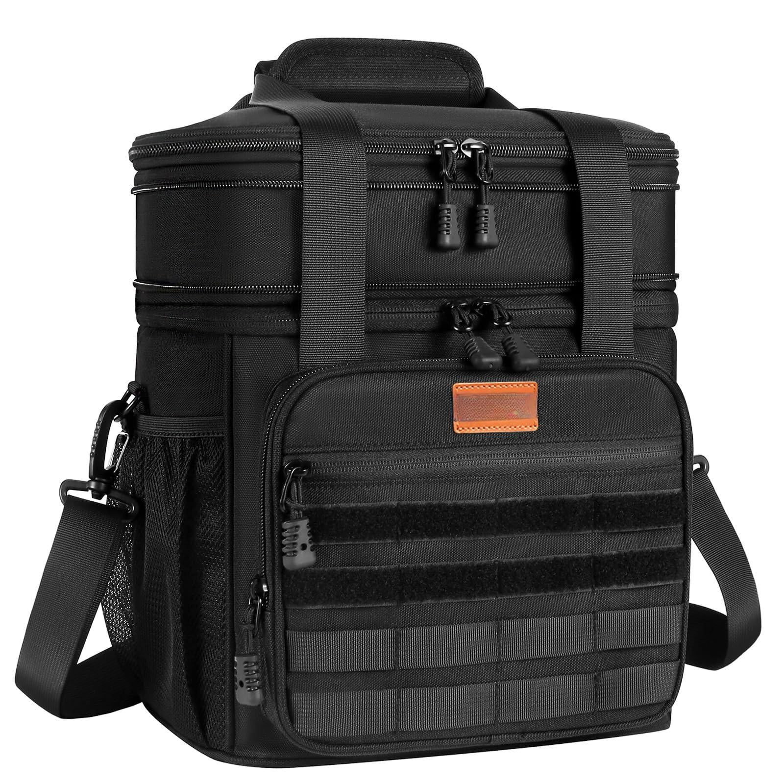 Insulated Lunch Bag Box - Expandable Large Cooler For Men Versatile Lunchbox Adults Work Shifts Outdoor Trips Black 16l