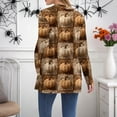 thumbnail image 6 of WTOBBY Women's Lightweight Open Front Cardigan Sweater Long Sleeve Casual Loose Thin Knit With Pockets Halloween Print Cover Up Top For Fall Layering,Ginger XL, 6 of 6