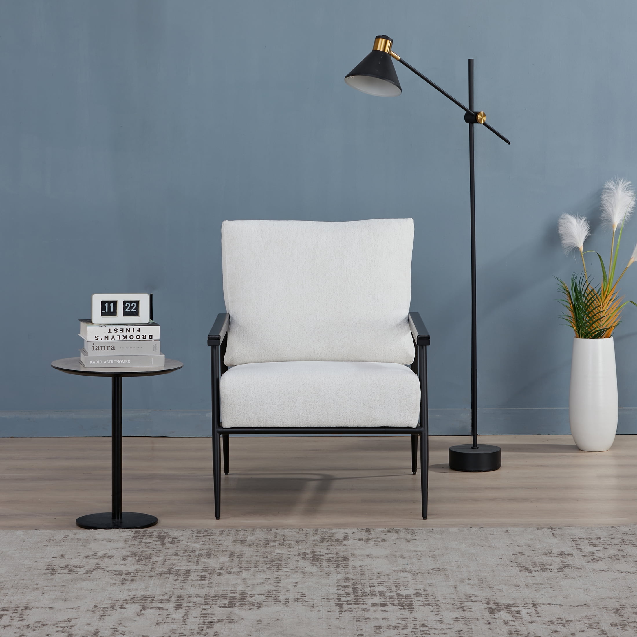 A&D Home Parker Polyester Sherpa Accent Chair, Ivory