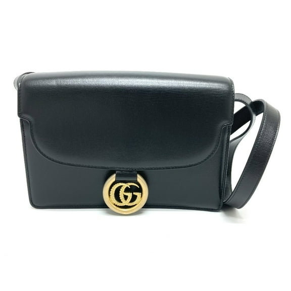 Pre-Owned GUCCI 589474 GG Marmont Flap Shoulder Bag in Calfskin Leather, Black (Good)