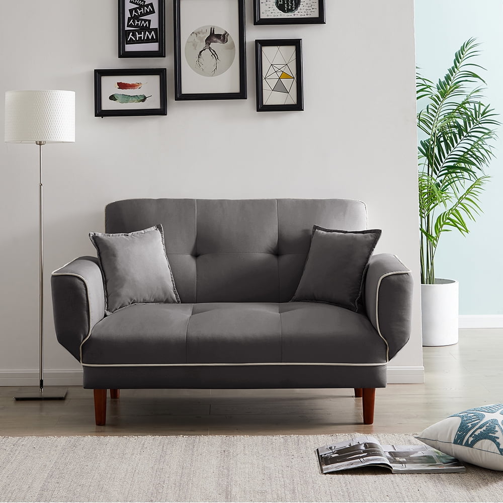 Lowestbest Mid Century Modern Sofa Sleeper Bed with 2 Pillows, Gray Lowestbest Mid Century Modern Sofa Sleeper Bed with 2 Pillows, Gray