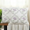 thumbnail image 3 of Home Soft Things Embroidery Canvas Throw Pillow Cover Pillow Case 2 Piece Set - Rose - Lilac - 20" x 20", 3 of 7