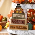 thumbnail image 2 of 4 Pcs Thanksgiving Table Decorations Wooden Turkey Decor Thanksgiving Tiered Tray Decor Fall Centerpiece Rustic Wood Turkey Block Sign for Gobble Harvest Party Home Kitchen Decorations, 2 of 14
