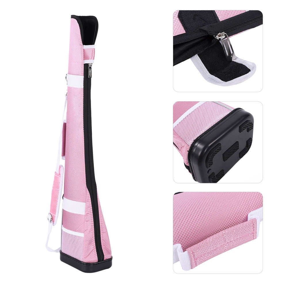 NFTIGB Portable Nylon Golf Club Carry Bag for 1-3 Clubs, Lightweight Sunday Practice Bag with Accessory Pocket and Adjustable Shoulder Strap, 31.5 inches / 80 cm, Pink