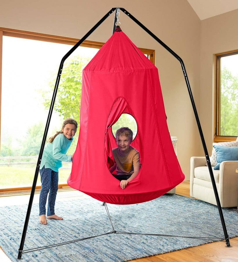 HearthSong Family HugglePod HangOut Stand for Hanging Chairs and 