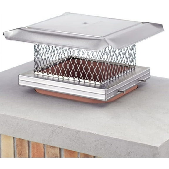 HomeSaver Pro 13" x 13" SS Single-Flue Chimney Cap 3/4" Mesh - 8" SH