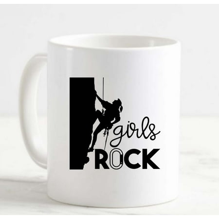 

Coffee Mug Girls Rock Female Rock Climber Adventure White Cup Funny Gifts for work office him her