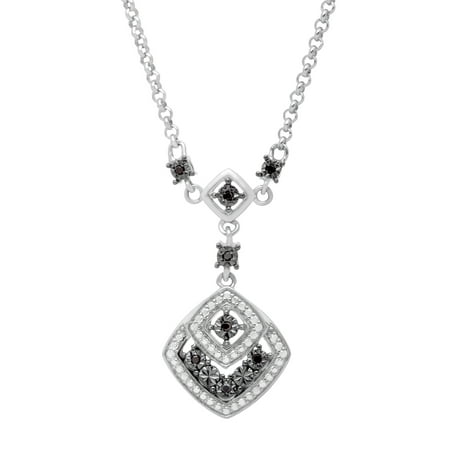 Necklace with Black Diamonds in Sterling Silver