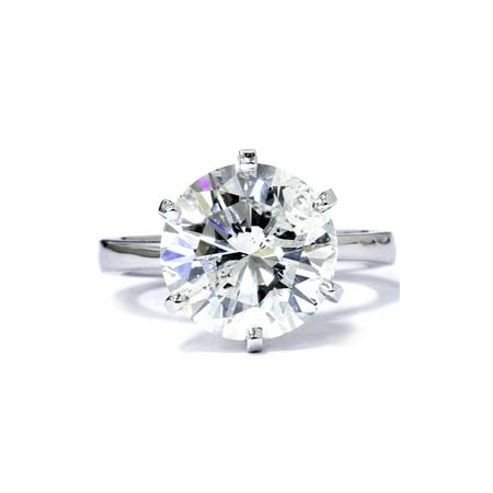 14k Wg Diamond Solitaire - 6ct Round Solitaire Diamond Clarity Enahanced Engagement Ring 6-Prong 14K WG