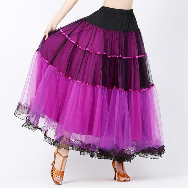 de baile de salón s con gradas de columpio largo para mujer Vestido con capas de ropa de baile Violeta Colcomx vestido de baile latino