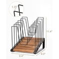 thumbnail image 3 of Inclined Desk File Organizer, 5-Section Vertical File Folder Holder Stand, Metal File Sorter Rack with Wooden Base, Desktop File Organizer for Office Classroom Home Workspace, 3 of 5