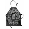 thumbnail image 1 of Enjoy the Little Things Apron, Blooming Wreath with Calligraphy on Greyscale Backdrop, Unisex Kitchen Bib with Adjustable Neck for Cooking Gardening, Adult Size, Charcoal Grey and White, by Ambesonne, 1 of 4