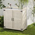 thumbnail image 5 of Outdoor Potting Bench with Metal Work Top - Waterproof Garden Storage Cabinet, Wooden Tool Station Shed for Backyard, Patio, Lawn Gardening, 5 of 8